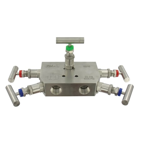 Dwyer Instruments Valve Block Manifold, 5Vlv Manifld WSide Ve BBV-21